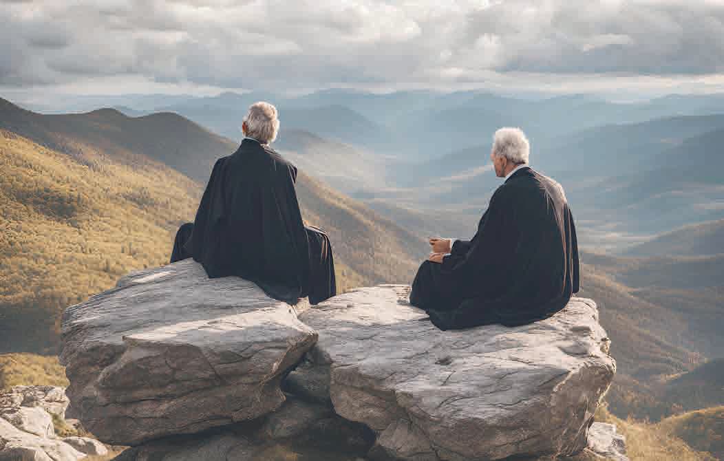 Teólogos sentados en montañas